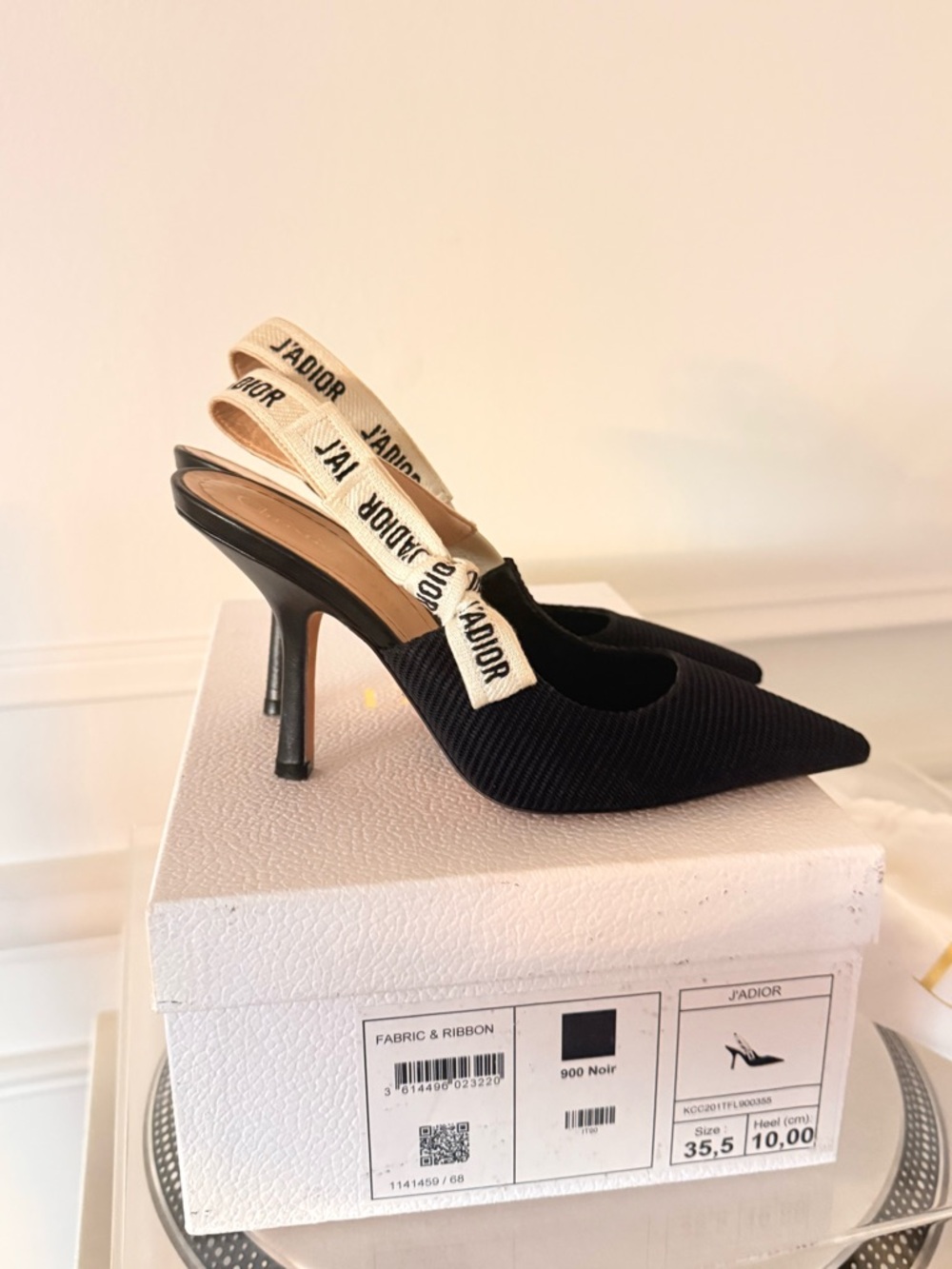 Dior Black Pointed Slingback Pumps with J’Adior Ribbon - Picture 2 of 5